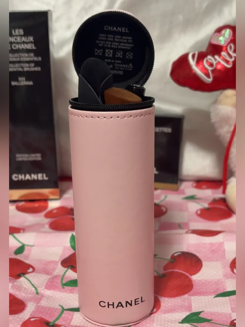 🍒 CHANEL Ballerina 111 Brush Set + Miroir Double Facettes Pink 🍒